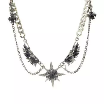 Ее лабораторные украшения | Крылья темного ветра, ожерелье со звездой, Sweet Cool, ожерелье с крыльями в стиле панк, цепочка с капюшоном, цепочка на ключицу