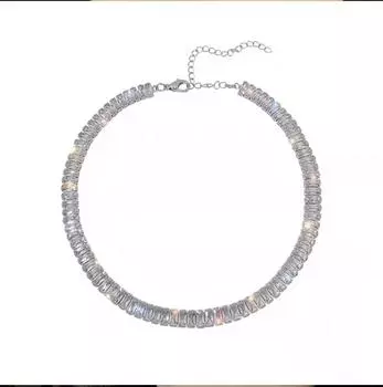 Ее лабораторные украшения | мерцающие цепочки на ключицы, элегантные и нежные ожерелья, бриллиантовое колье, подарочная упаковка. серебряный