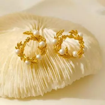 Ее лабораторные украшения | Оригинальный дизайн S925 Серьги с серебряной иглой и пшеничным жемчугом Женские нишевые серьги в стиле ins Элегантные серьги золотистый