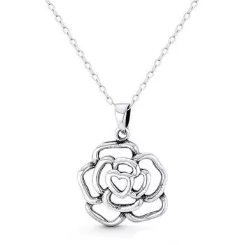 Ее лабораторные украшения | Подвеска из полой белой розы, цепочка на ключицу, подвеска из титановой стали, упаковка в шкатулку для драгоценностей золотистый