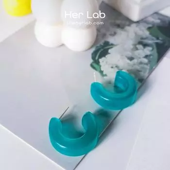 Ее лабораторные украшения | Серьги-кольца из желе с ледяной бирюзой в уличном стиле, серьги-кольца из смолы, комплект ювелирных изделий