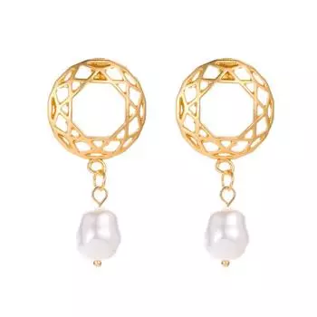 Ее лабораторные украшения | Серьги с круглым сетчатым полым жемчугом для женщин, серьги, персонализированные геометрические серьги, ювелирные изделия золотой