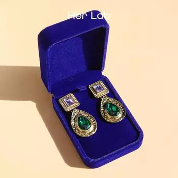 Ее лабораторные украшения | Серьги в форме капли с контрастными кристаллами. Винтажные шпильки. Увеличенные серьги в придворном стиле, набор ювелирных изделий.