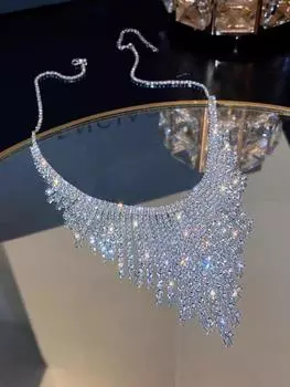 Ее лабораторные украшения | Сверкающие ожерелья с кисточками, красивые ювелирные ожерелья, ожерелья с бриллиантами, подарочная упаковка серебряный