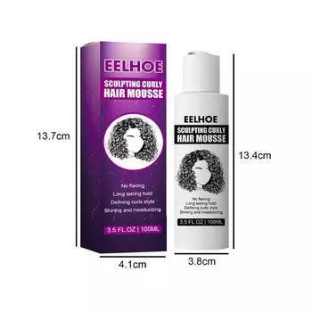 EELHOE 100 мл Мусс для моделирования вьющихся волос, мусс для укладки, увлажняющий и питательный белый