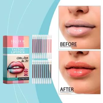 Eelhoe 20 шт., ватные тампоны, губная помада, помада для татуировки, антипригарная, долговечная, водонепроницаемая и устойчивая к поцелуям, прочная губная помада, набор пятен для губ 20pcs