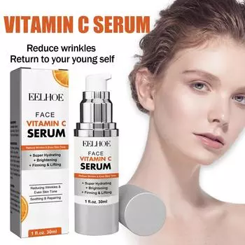 EELHOE Антивозрастная отбеливающая эссенция с витамином С для лица Укрепление кожи Увлажнение Гидратация Разглаживание мелких морщин Эссенция против морщин 30ml