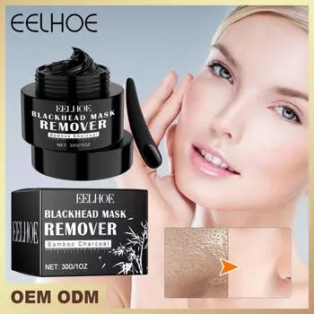 EELHOE Бамбуковая маска для удаления черных точек Уголь Черная отшелушивающая маска для лица Грязевая глубокая очистка Сужение пор Уход за кожей против прыщей 30 г 30g