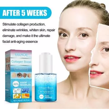 EELHOE Collagen Serum Fade Fine Lines Anti-Wrinkle Firming Moisture Facial Skin Anti Aging Essence 30ml
