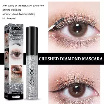 EELHOE Diamond Glitter Mascara Быстросохнущая тушь для наращивания ресниц с кудрями Макияж Водостойкая долговечная удлиняющая тушь для ресниц 8ml