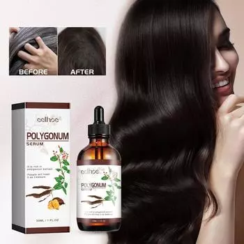 EELHOE He Shou Wu Serum Питательная сыворотка для утолщения корней волос, уменьшающая сухость, разглаживающая, покрывающая седые волосы, питательная эссенция 30ml