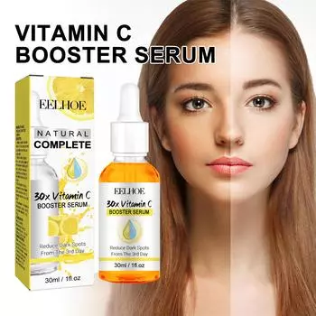 EELHOE Эссенция для лица с витамином С, сыворотка для лица, увлажняющая, питательная, сужающая поры, антивозрастной ремонт, уход за сухой дряблой кожей 30ml