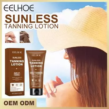 EELHOE крем для загара без солнца, черный натуральный пшеничный цвет, пляжный бронзатор, питательное увлажняющее массажное молочко для загара, 60 мл 60g