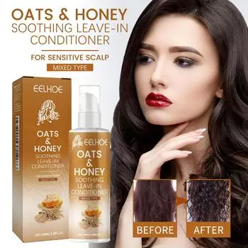 EELHOE Несмываемый кондиционер с овсянкой и медом устраняет пушистость, увлажняет и восстанавливает волосы, придавая им мягкость и блеск.