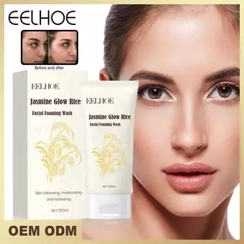 EELHOE Очищающее средство для лица с жасмином, пенка для умывания лица, удаление черных точек, увлажнение, сужение пор, глубокая очистка, контроль жирности, отбеливание, уход за кожей 100ml