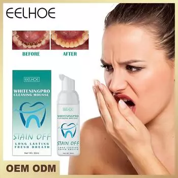 EELHOE Очищение зубов, отбеливающий мусс, глубоко очищающая зубная паста, пена, зубная паста удаляет пятна, свежее дыхание, инструменты для ухода за зубами, 30 мл 30ml