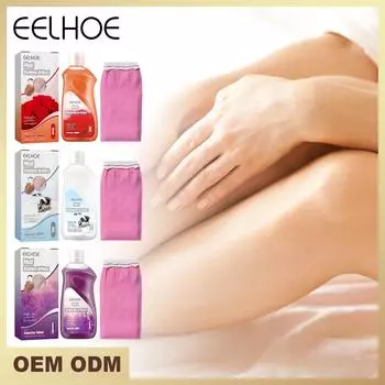 EELHOE Отшелушивающий гель с витамином С, розовым жемчугом и алоэ вера, отшелушивающий гель для всего тела, очищающий, отбеливающий, питательный, косметический, уход за кожей Lavender 100ml+Bath Towel