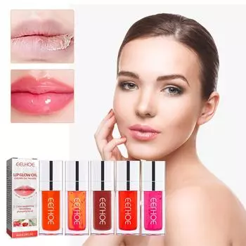 EELHOE Plump Lip Glow Oil Crystal Jelly Lip Gloss 5 цветов Увлажняющий пухлый блеск для губ Сексуальное пухлое масло для блеска губ Вишневый тонированный макияж Pink 6ml