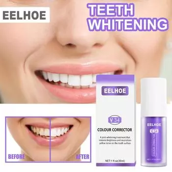 EELHOE V34 Teeth Whitening Toothpaste Oral Whitening Cleansing Teeth Stains Whitening Teeth Purple Toothpaste 1PC