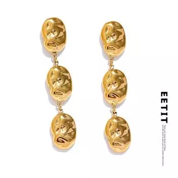 Eetit 11 г удобные водонепроницаемые кованые висячие серьги из нержавеющей стали для женщин 2024 текстурированные очаровательные повседневные ювелирные изделия Bijoux золотой