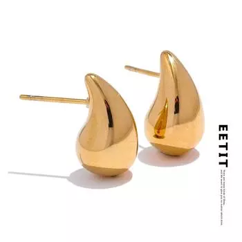 Eetit 16*9 мм маленькие шикарные повседневные серьги-гвоздики с каплями воды, стильные водонепроницаемые серьги-гвоздики 2024, популярные ювелирные изделия для женщин, высокое качество золотой