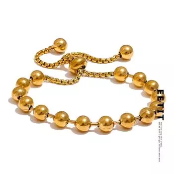 Eetit 18-каратного золота с PVD-покрытием, металлические бусины, цепочка, регулируемый браслет, массивный водостойкий летний повседневный ювелирный аксессуар золотой