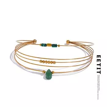 Eetit 2023 Нержавеющая сталь зеленый агент камень многослойный тонкий круглый браслет-манжета Франция модные украшения Bijoux подарок