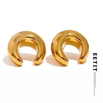 Eetit 2023 серьги-гвоздики из нержавеющей стали с коровьим рогом и Луной, повседневные серьги-гвоздики, высокое качество, металлические минималистичные модные модные украшения для женщин, бижутерия золотой