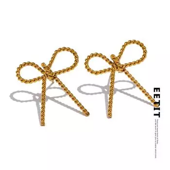 Eetit 2024 металлические серьги-гвоздики с бантом из нержавеющей стали, предотвращающие аллергию, модные водонепроницаемые оптовые модные ювелирные изделия для женщин золотой