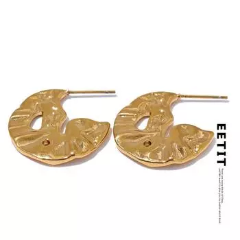 Eetit 2024, необычные полые полые серьги из нержавеющей стали с геометрическим рисунком, минималистичные серьги-обнимашки, позолоченные 18 карат, необычные ювелирные изделия, устойчивые к ржавчине