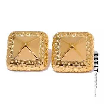 Eetit 2024 нержавеющая сталь 316L металлические квадратные темпераментные серьги-гвоздики водостойкие пятна менее популярные очаровательные стильные ювелирные изделия в подарок золотой