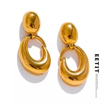 Eetit 2024, нержавеющая сталь, технология литья металла, геометрические серьги-капли, устойчивая к потускнению текстура, эффектные необычные ювелирные изделия