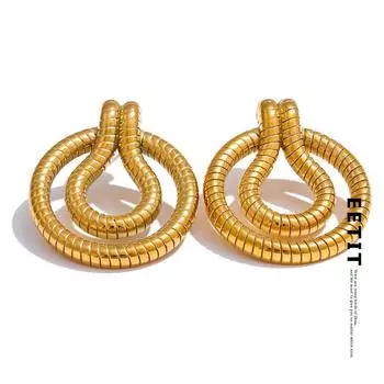 Eetit 2024 Новый стиль 18-каратного золота из нержавеющей стали с геометрическим узором в виде змеи, необычные серьги, модное ежедневное ювелирное украшение в подарок золотой
