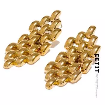 Eetit 2024 серьги-капли из нержавеющей стали с геометрической цепочкой для женщин, предотвращающие аллергию, металлические подвески, модные ювелирные аксессуары, подарок золотой