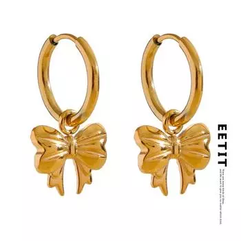 Eetit 2024 серьги-кольца из нержавеющей стали с галстуком-бабочкой, противоаллергическая текстура, водонепроницаемые, с PVD-покрытием 18 К, модные повседневные ювелирные изделия, подарок золотой