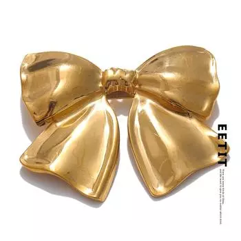 Eetit 2024 Нержавеющая сталь Металлический бант Броши 18K PVD Покрытие для женщин Водонепроницаемая одежда Аксессуары Рождественский подарок серебряный