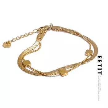Eetit 2025 316L нержавеющая сталь двухслойная змеиная цепочка стекируемый браслет водонепроницаемый трендовые ювелирные аксессуары золотой