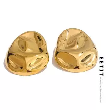 Eetit 23g Hot Style Нержавеющая сталь Металлический молоток Геометрические серьги-гвоздики Водонепроницаемая текстура Повседневные необычные украшения серебряный