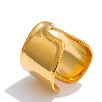 Eetit 316L Гладкое Кольцо из Нержавеющей Стали с Широким Отверстием для Женщин Полированное Геометрическое Популярное Отличительное Украшение для Пальца Оптом 7 золотой