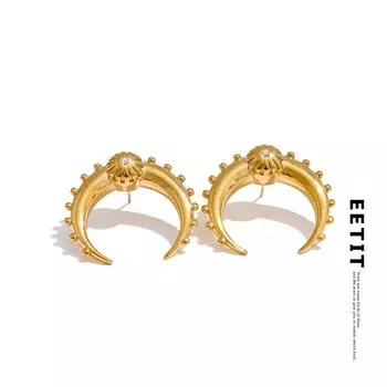 Eetit 316L нержавеющая сталь металл луна ежедневные серьги-гвоздики предотвратить аллергию металл 18 карат золото цвет шарм ювелирные изделия подарок золотой