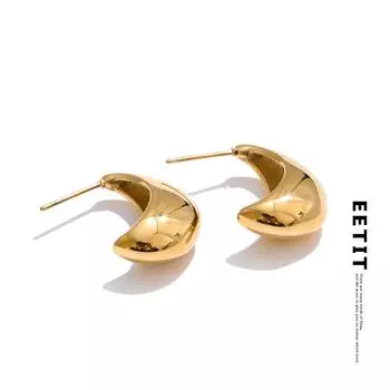 Eetit 316L Stainless Steel Half Empty C-Shape Earrings Smooth Metal Girl s Daily Wear Fashion Jewelry Accessories золотой