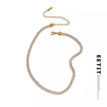 Eetit 35+10 см высококачественный подарок роскошный нержавеющая сталь блестящий кубический циркон блестящая гладкая цепочка ожерелье водонепроницаемые изящные ювелирные изделия золотой