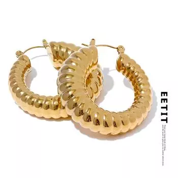 Eetit 35 мм водонепроницаемые полые круглые массивные серьги-кольца из нержавеющей стали, высокое качество, металлические подвески, модные массивные ювелирные изделия, подарок золотой