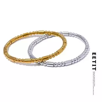 Eetit 57 мм водонепроницаемый браслет из нержавеющей стали с литыми бусинами, массивный браслет с металлической текстурой, ювелирные изделия на запястье, женские аксессуары, новинка серебряный