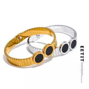 Eetit 60 мм из нержавеющей стали, римские цифры, круглый акриловый широкий браслет, массивный металлический браслет, модные женские ювелирные изделия на Ближнем Востоке золотой