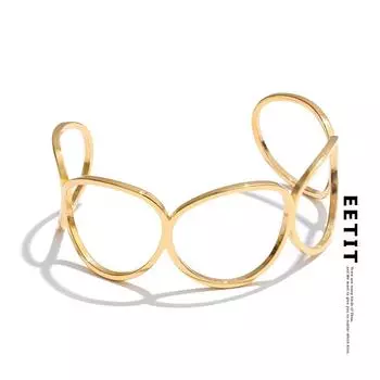 Eetit 60 мм минималистский полый браслет-манжета из нержавеющей стали браслет отличительный геометрический популярный ювелирный оптом новый серебряный