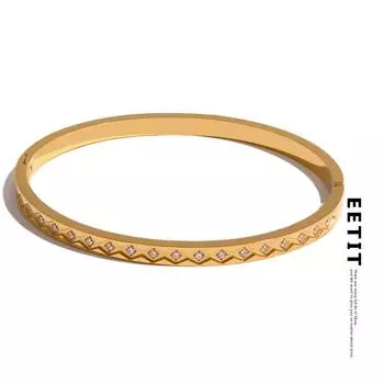 Eetit 60 мм модный браслет из литой нержавеющей стали для женщин с кубическим цирконием 18 К PVD позолоченный эффектные модные ювелирные изделия золотой