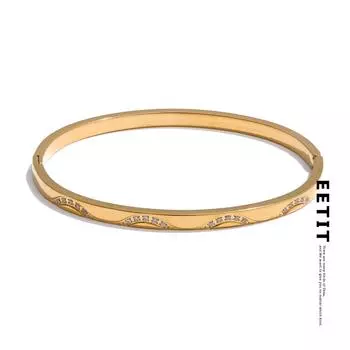 Eetit 61 мм нержавеющая сталь инкрустированный циркон круглый браслет водонепроницаемый полированный трендовые ювелирные изделия оптовая продажа новый золотой