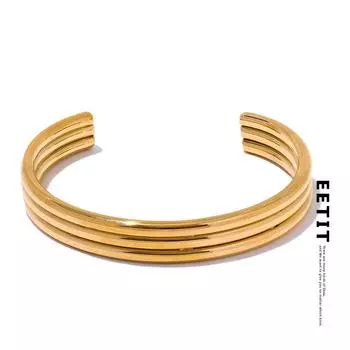 Eetit 65 мм эффектный многослойный браслет из нержавеющей стали с открытым браслетом-манжетой 18 К PVD-покрытие устойчивый к ржавчине модные водонепроницаемые ювелирные изделия золотой