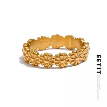 Eetit 6789# литье 18-каратного золота с покрытием PVD из нержавеющей стали металлический цветок ежедневное кольцо для женщин модные водонепроницаемые модные ювелирные изделия подарок 6 золотой